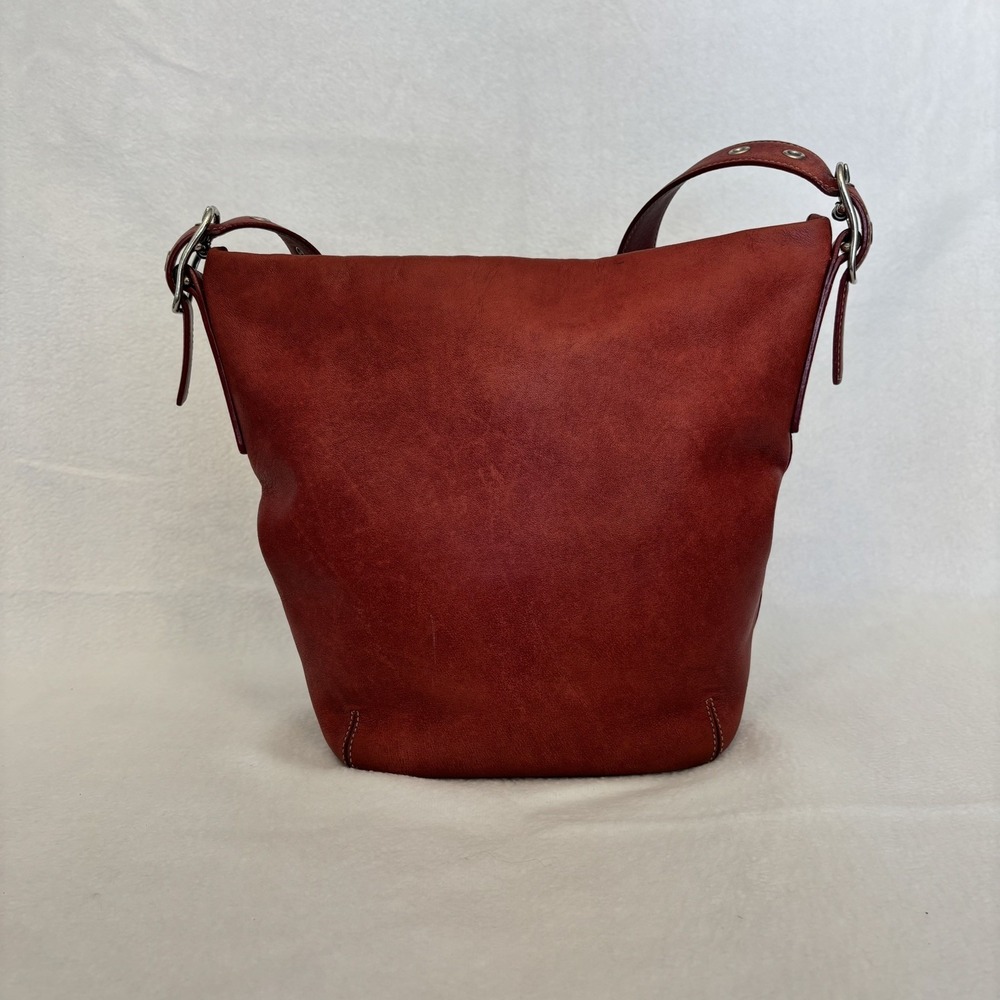 Coach Vintage Y2K 9186 Women's Red Leather Silver Hardware Bucket Shoulder Bag